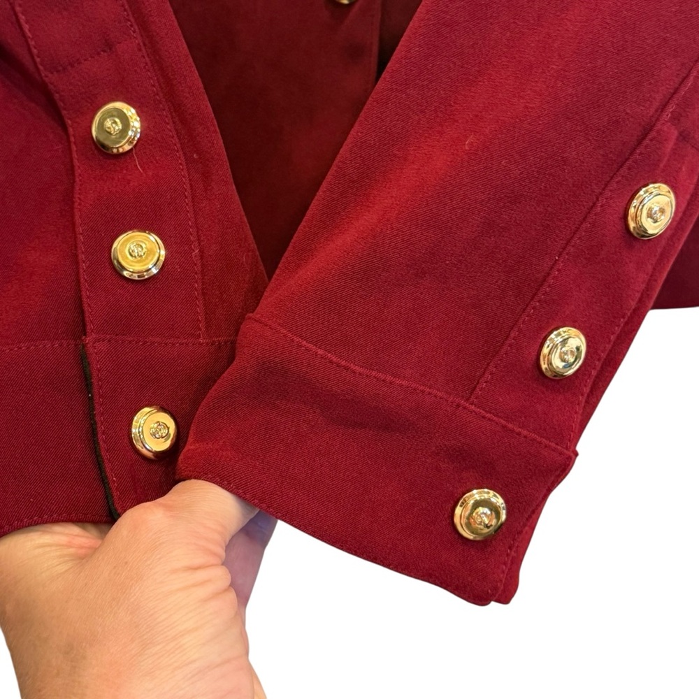 St. John Sport Crimson Vintage Military Inspired Blazer with Gold Accents sz S - Picture 3 of 13